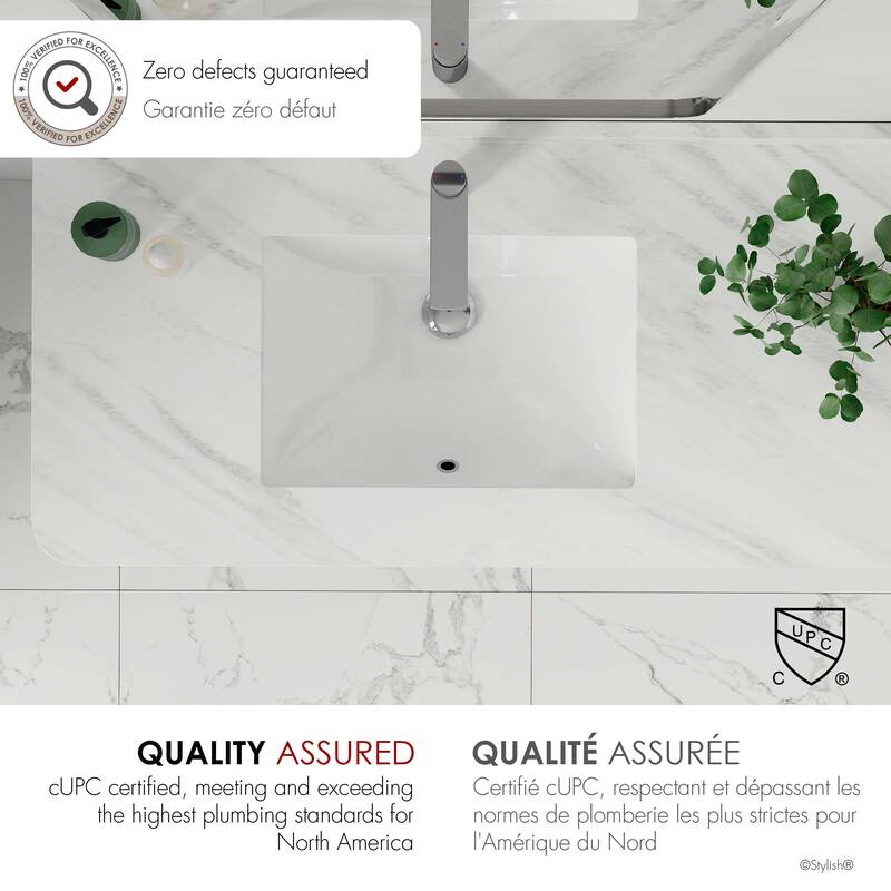 18.25"W x 13"D White Rectangular Undermount Bathroom Sink Set of 2