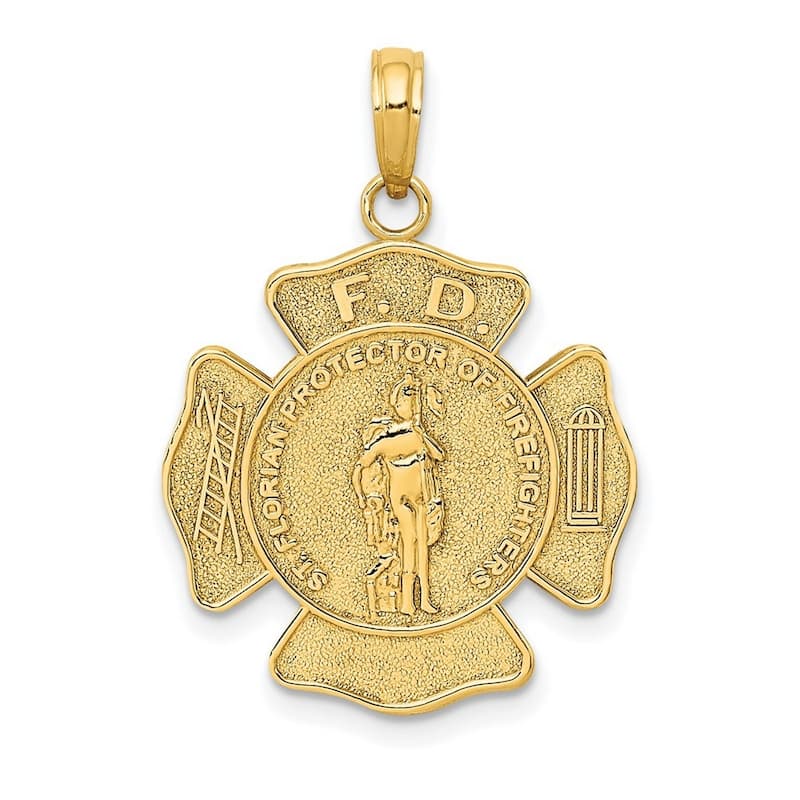 Curata 10k Yellow Gold 18" Womens Fire Dept. St. Florian Maltese Cross Necklace (19.79x29mm)