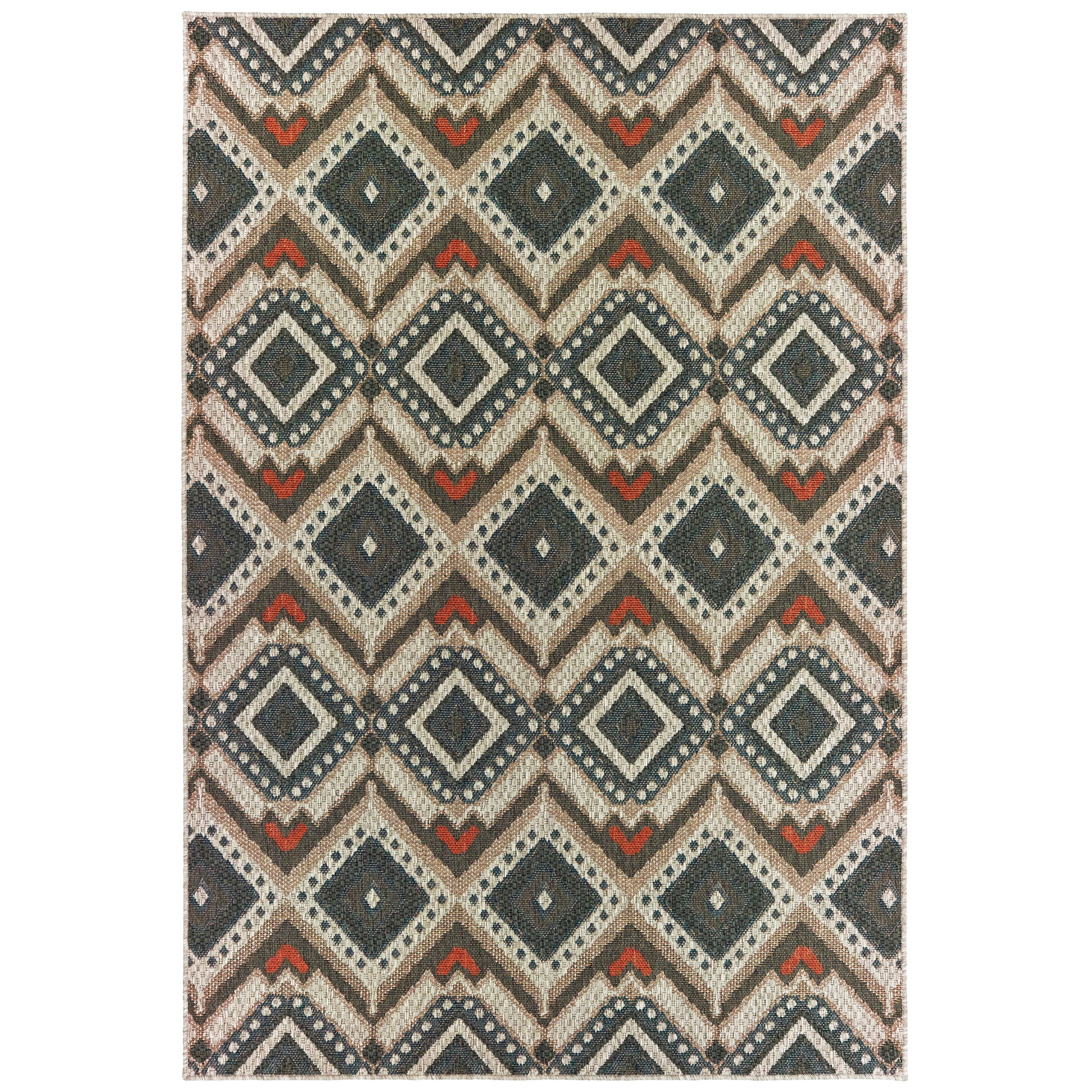 Vista Home Higgins Tribal Grey/ Orange Indoor/ Outdoor Area Rug
