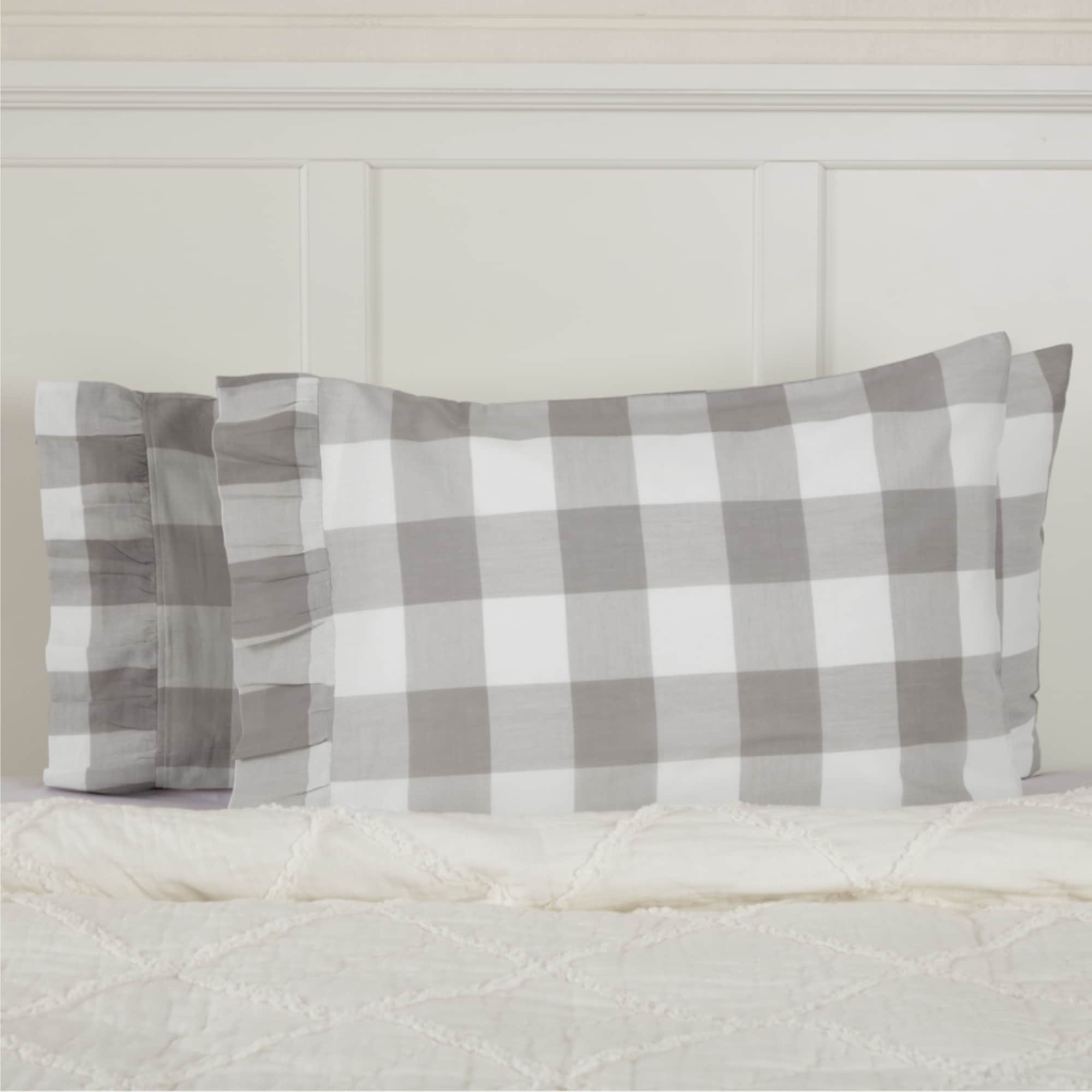 Madison Check Gray Standard Pillow Case Set of 2