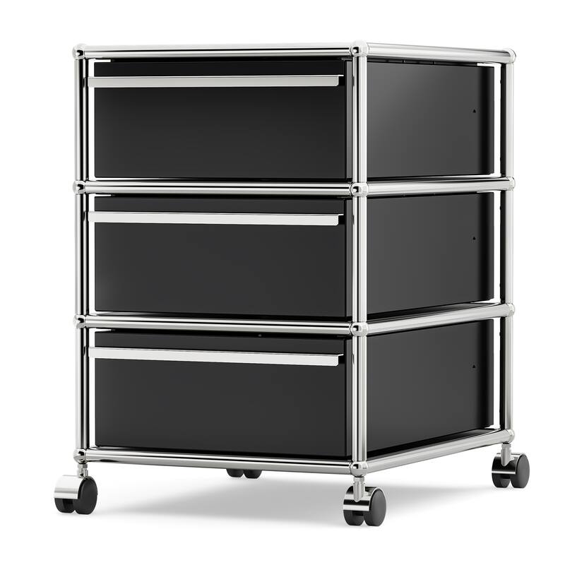 Modern 2/3-Drawer Wheel File Storage Cabinet with Stainless Metal