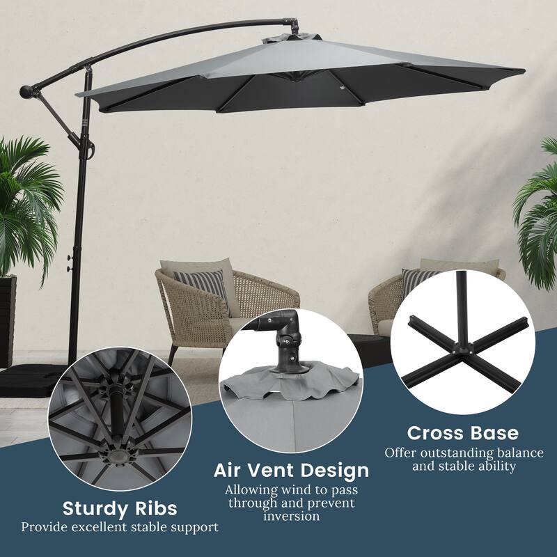 Weller 10-foot Offset Cantilever Hanging Patio Umbrella