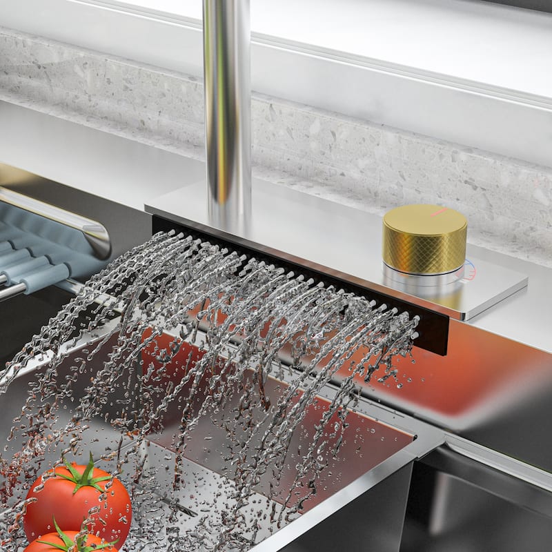 All-in-One Stainless Steel 33.2 in. Bowl Kitchen Workstation Sink