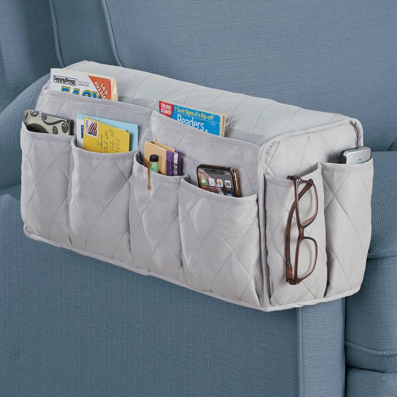 Quilted Multi-Pocket Armrest Organizer - NO SIZE - Gray
