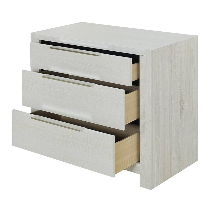 Transitional Beige Nightstand with 3 Drawers, Wooden Bedside Cabinet for Bedroom Storage