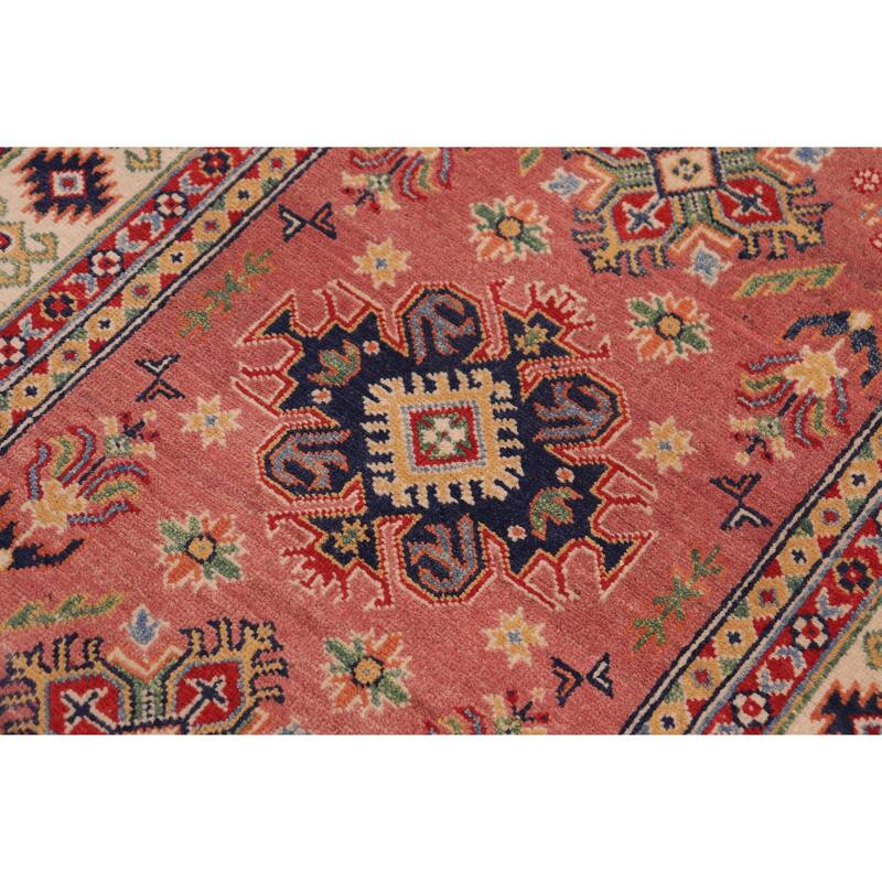 Tribal Kazak Reina Pink/Beige Wool Rug - 3'4'' x 4'10''