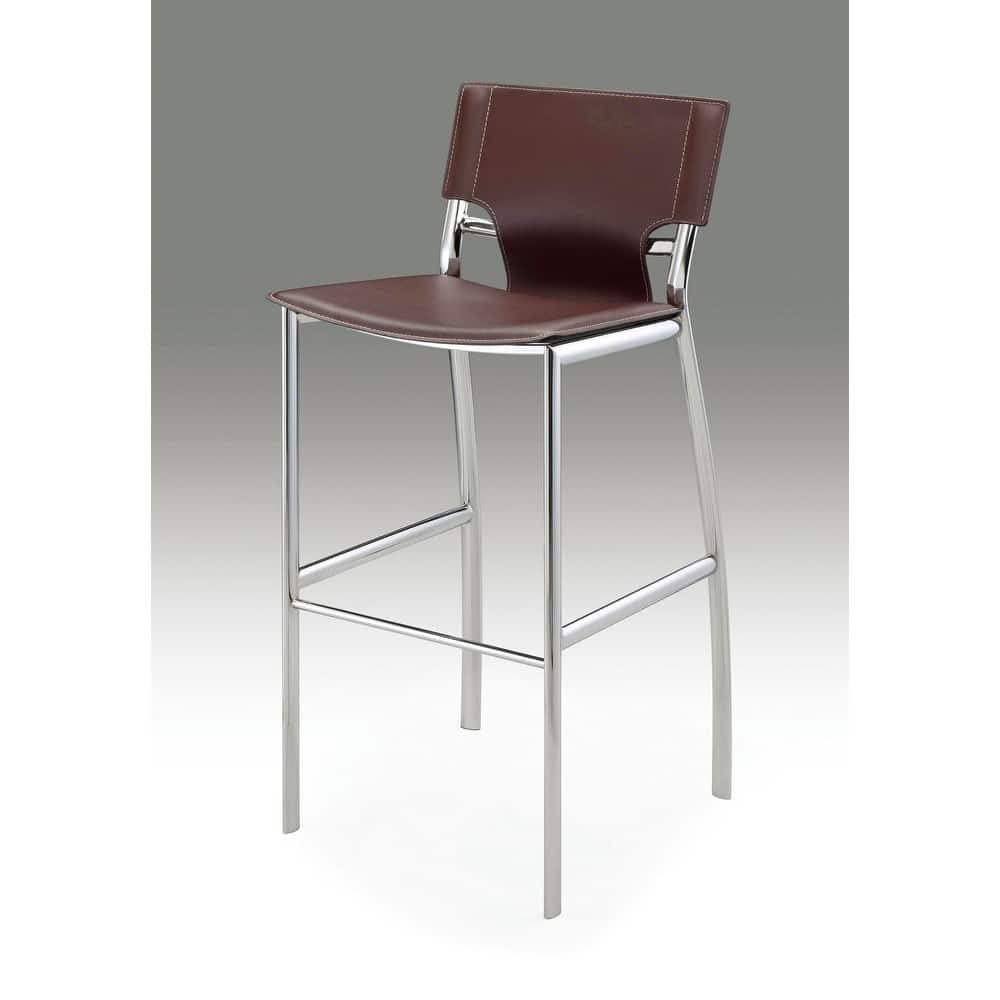 Leather Bar Stool with Chrome leg,30" Set of 2