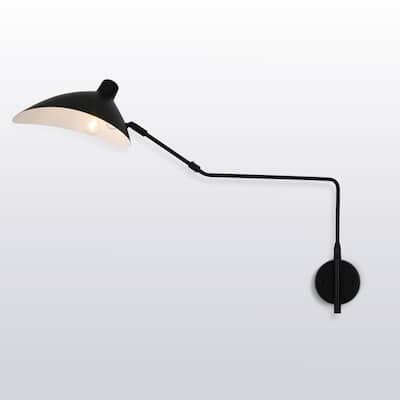 1-Light Black Light Fixture Black Wall Sconce - N/A