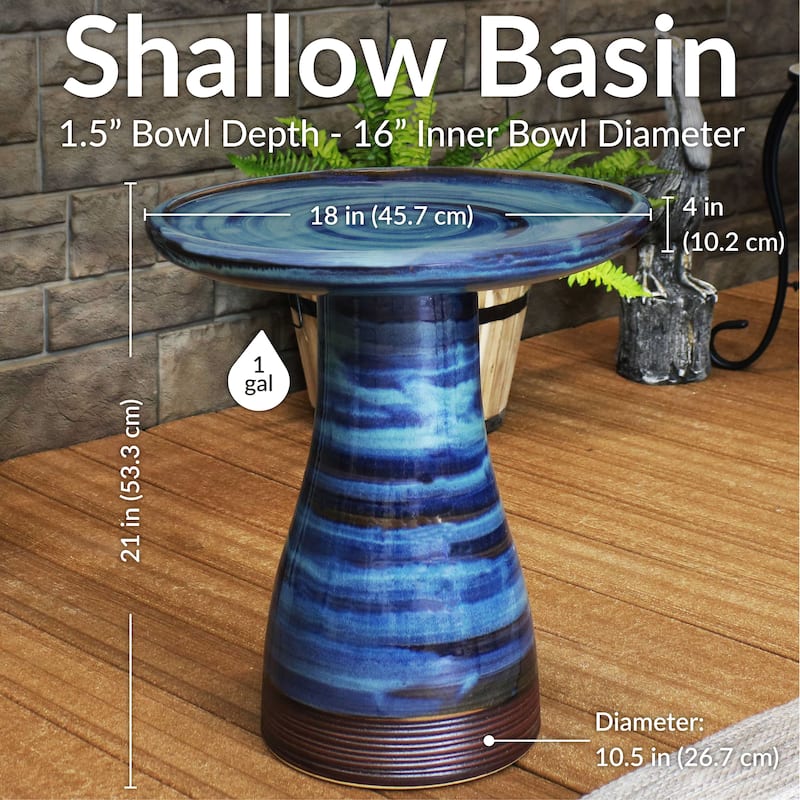 Sunnydaze Duo-Tone Ceramic Bird Bath