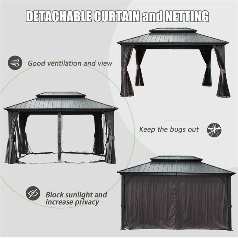 Hardtop Gazebo Outdoor Aluminum Gazebos Grill with Galvanized Steel