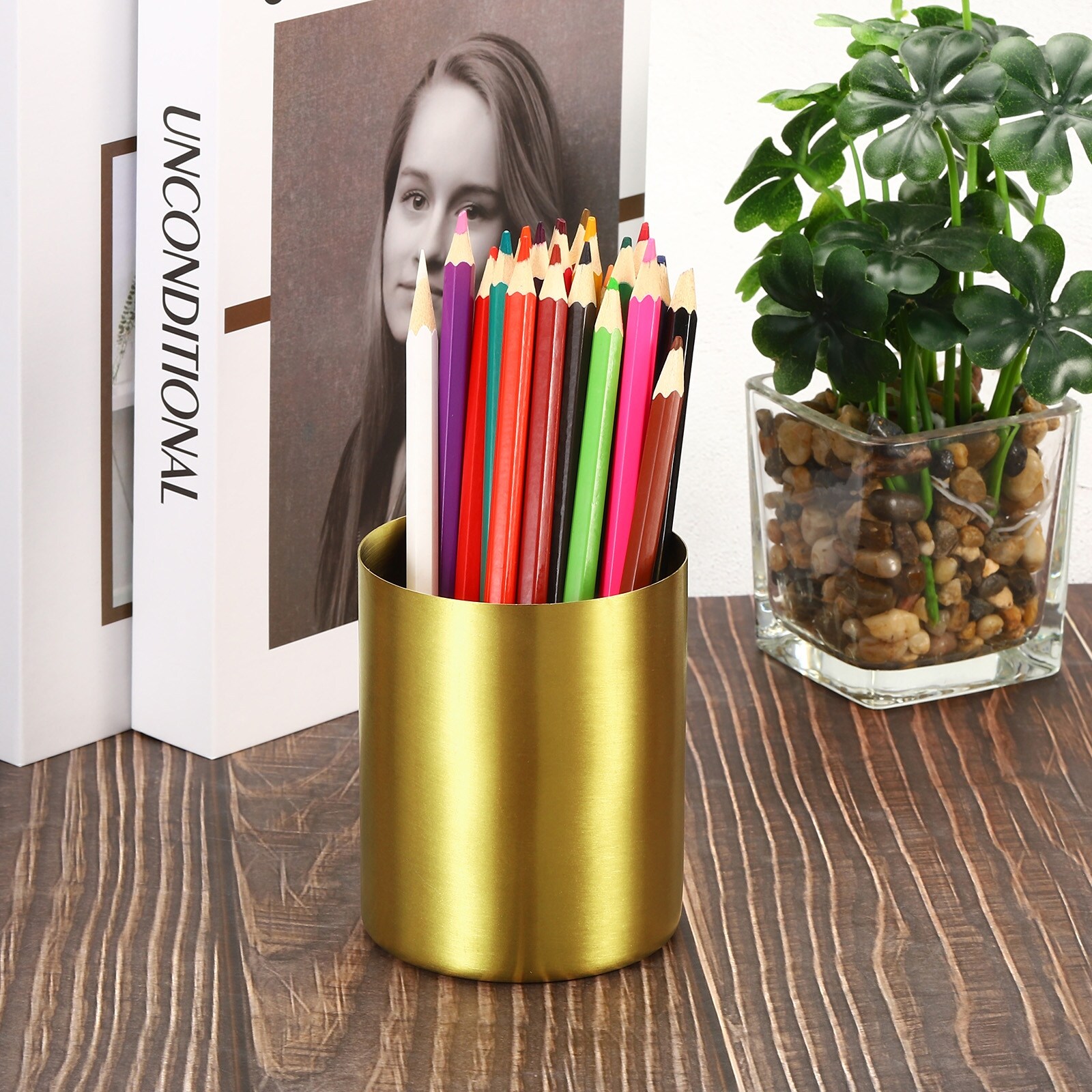 Stainless Steel Gold Pen Stand Pencil Holder Pen Holder For Desk