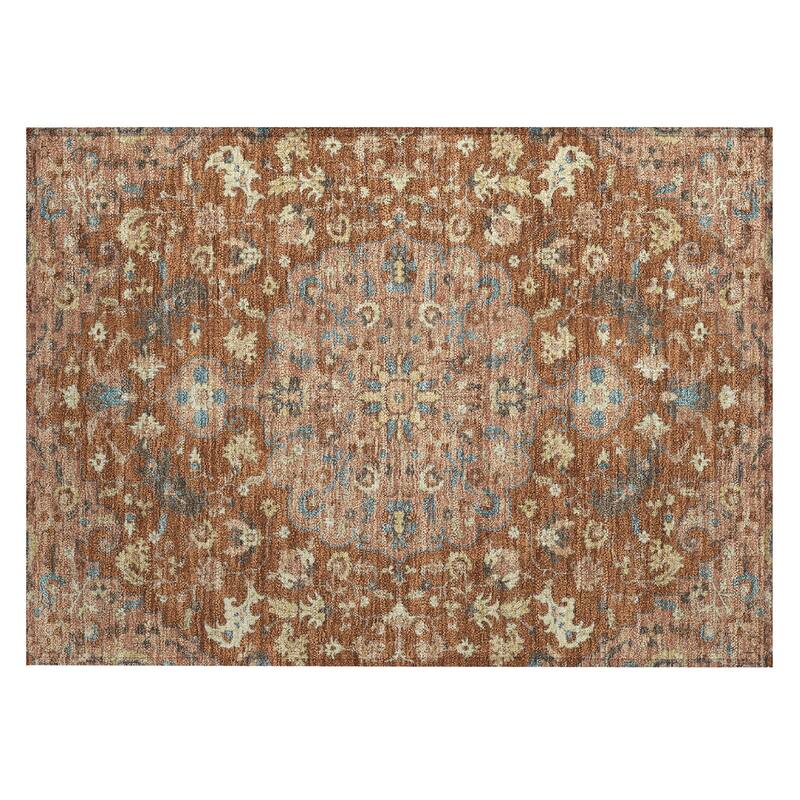 Machine Washable Indoor/ Outdoor Traditional Indore Chantille Rug