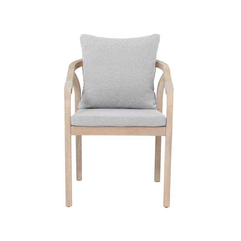 Acacia Wood Outdoor Dining Chairs with Rope Back, Set of 2