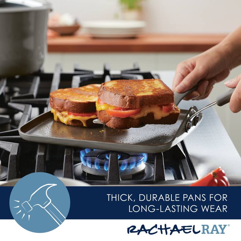Rachael Ray Cook + Create Aluminum Nonstick Square Stovetop Griddle Pan, 11Inch Bed Bath