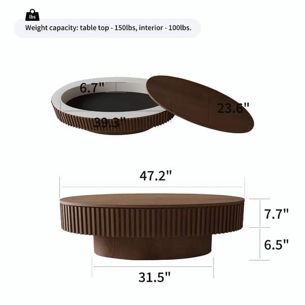 Modern Oval Coffee Table with Hidden Storage - Bed Bath & Beyond - 43579935