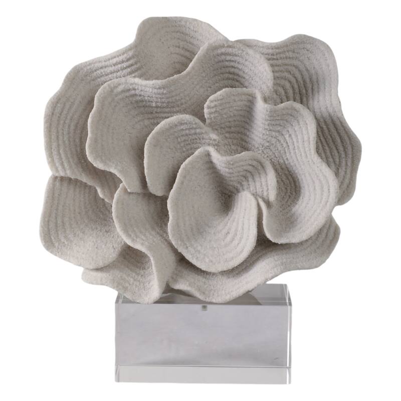 Polyresin Coastal Sculpture Abstract Layered Petal Design - 12" White - 10.5" x 4" x 12"