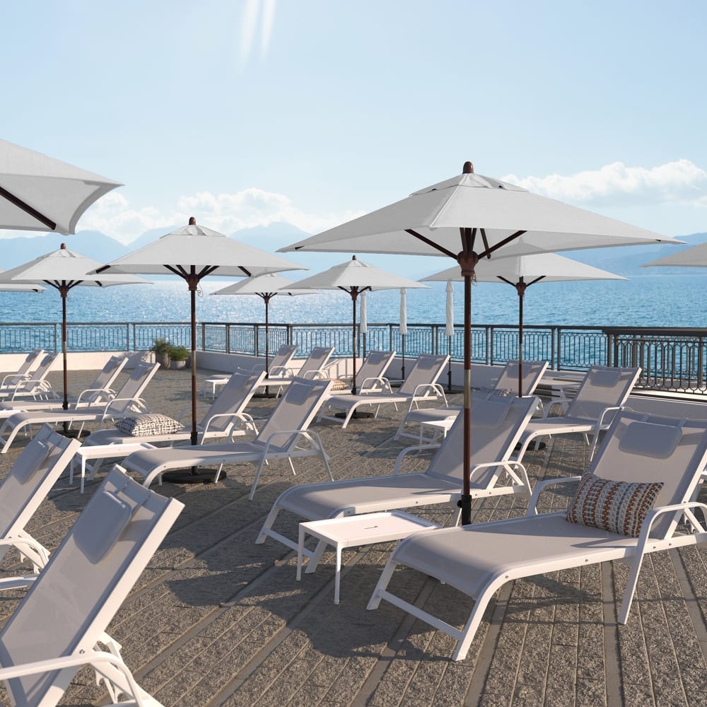 Port Lavaca 6ft Square, Sunbrella Fabric Wooden Patio Umbrella by Havenside Home, Base Not Included