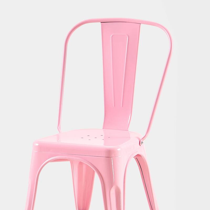 18" Modern Industrial Metal Stackable Pink Dining Chair, 2PCS - 18" W X 18" D X 33" H