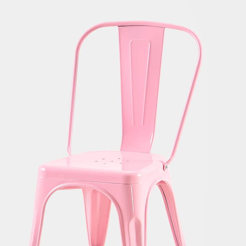 18" Modern Industrial Metal Stackable Pink Dining Chair, 4PCS - 18" W X 18" D X 33" H