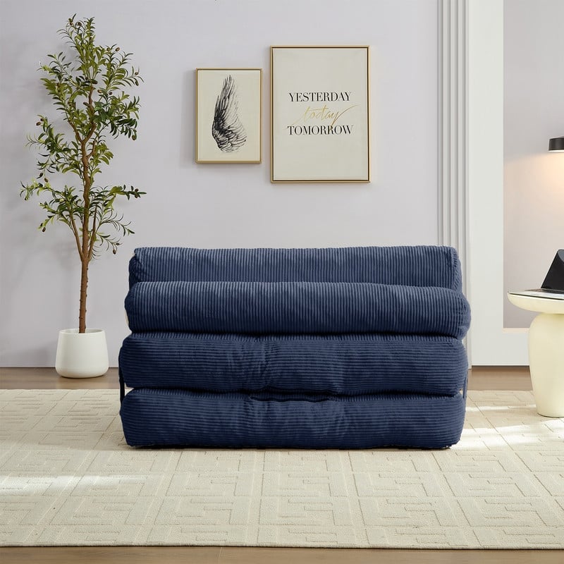 Mixoy W32''/W50'' Corded Velvet Fabric Folding Floor Lazy Futon Sofa Bed