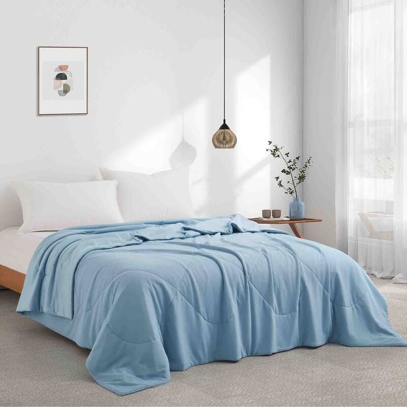 Lightweight Breathable Cooling Waffle Reversible Summer Blanket, Dual-side Cool Touch Comforter