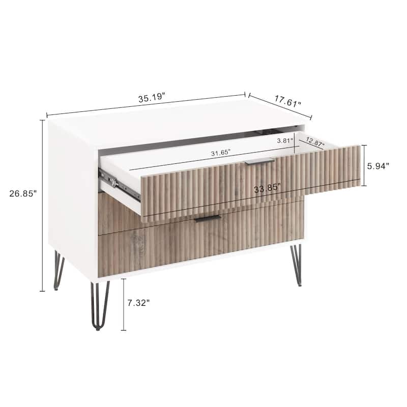 Manhattan Comfort 2-Piece Dumbo Modern Standard 3-Drawer Dresse 2.0 Nightstand Set