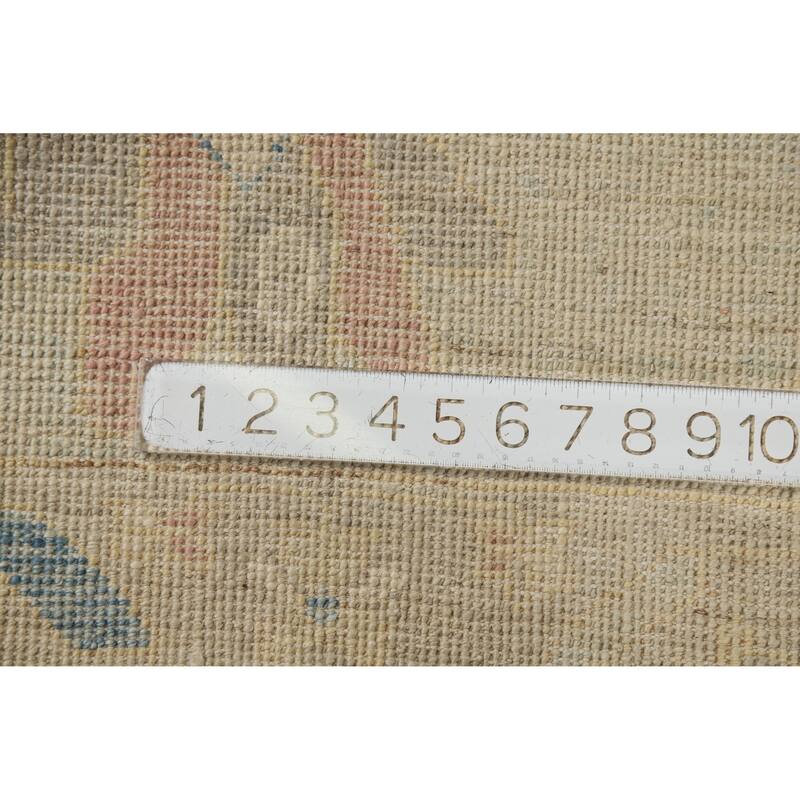 Hand Knotted Oriental 100% Wool Carpet Transitional Floral Beige & Ivories Oushak Runner Rug - 11' 9'' X 2' 9''