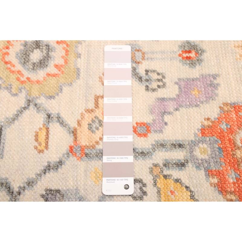 ECARPETGALLERY Hand-knotted Modern Oushak Ivory Wool Rug - 2'7 x 7'10