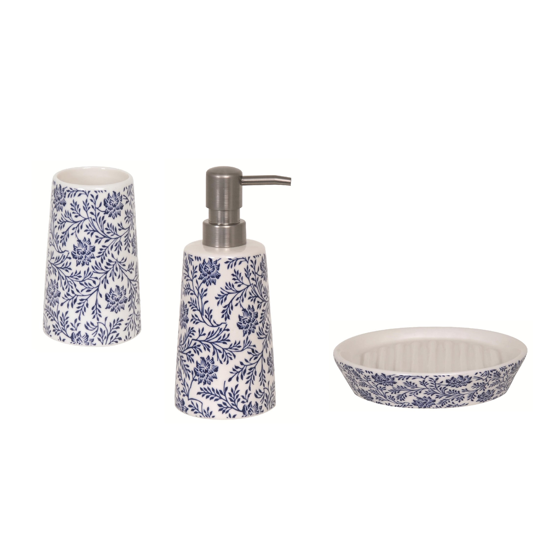 Shop 3 Piece Countertop Accessories Set Msv France Kebana Blue And White Ceramic Blue And White Overstock 31138071