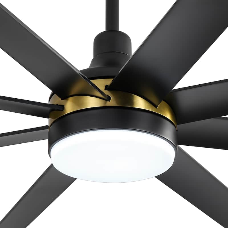 65 Inch Black Large Ceiling Fan with Light Remote(8-Blade)
