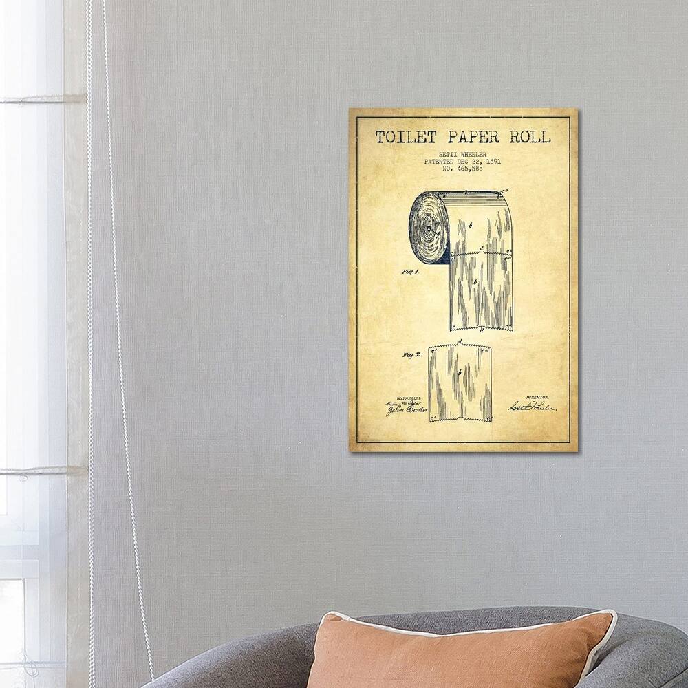 iCanvas "Toilet Paper Vintage Patent Blueprint" by Aged Pixel Canvas Print