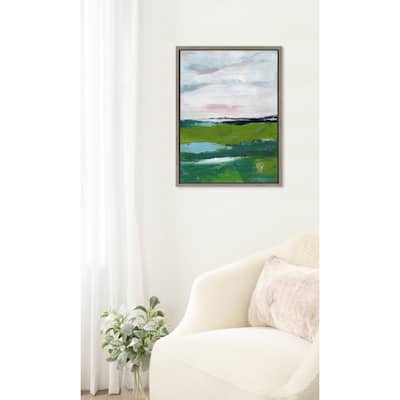 Kate and Laurel Sylvie Emerald Framed Canvas by Nikita Jariwala