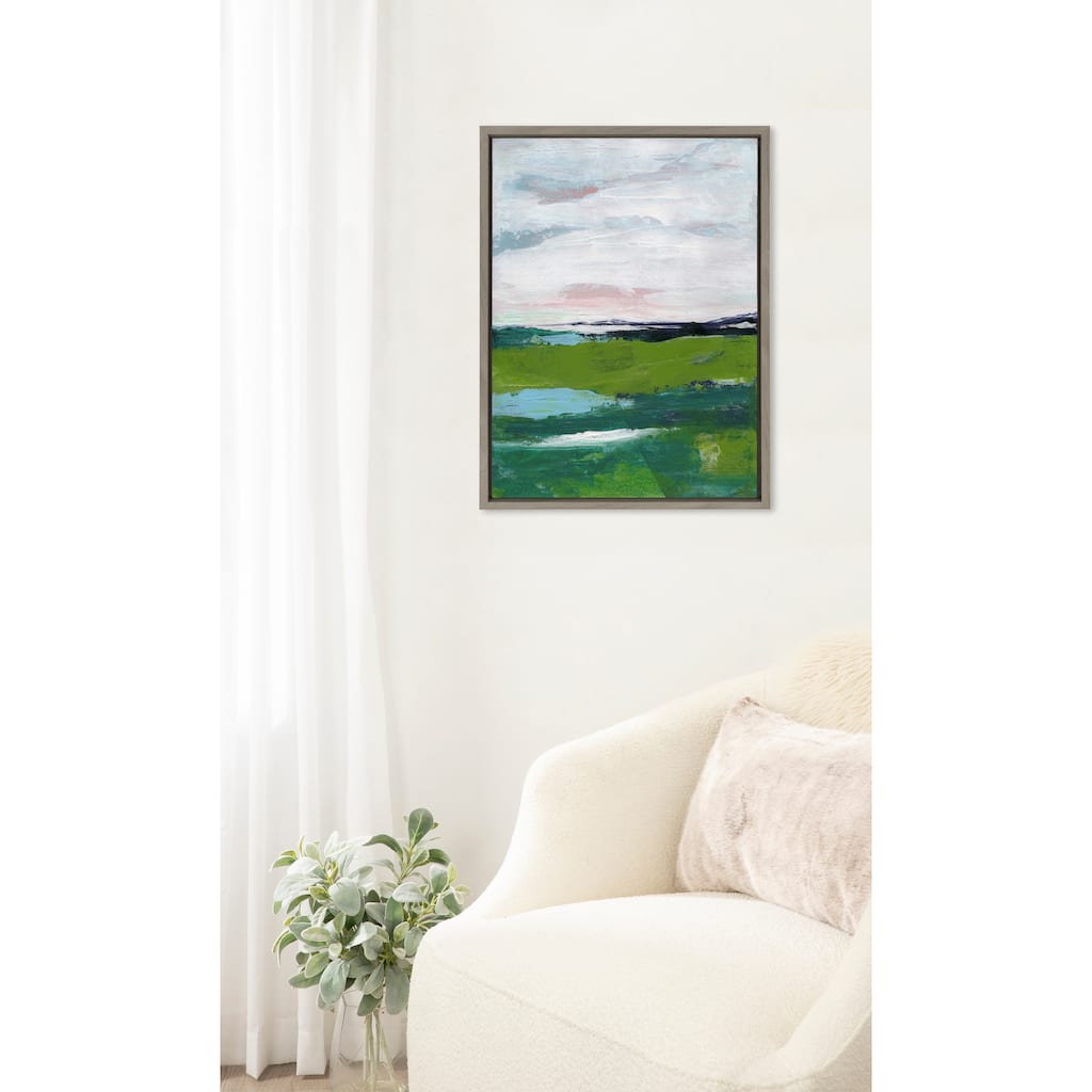 Kate and Laurel Sylvie Emerald Framed Canvas by Nikita Jariwala