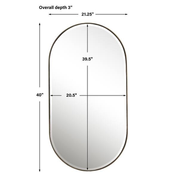 Uttermost 09914 Lago 21-1/4" W x 40" H Oval Framed Bathroom Mirror