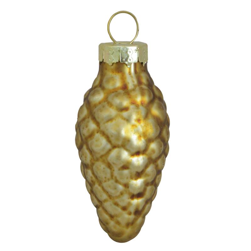 Matte Finish Glass Christmas Pinecone Ornaments 1.75" (45Mm) Gold 56Ct