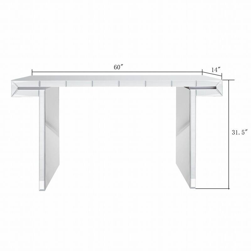 Luxury 60" Mirror Console Table with Fluted Glass for Elegant Entryway and Living Room Use