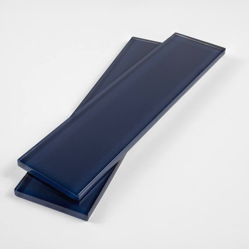2 in. x 8 in. Glass Subway Wall Tile - Deep Blue Gloss - 2 in. x 8 in. sample