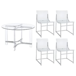 Keeling 5-Piece Round Glass Top Acrylic Dining Set Chrome