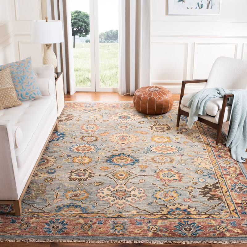 SAFAVIEH Handmade Samarkand Shanita Traditional Oriental Wool Rug - 8' x 10' - Grey/Red