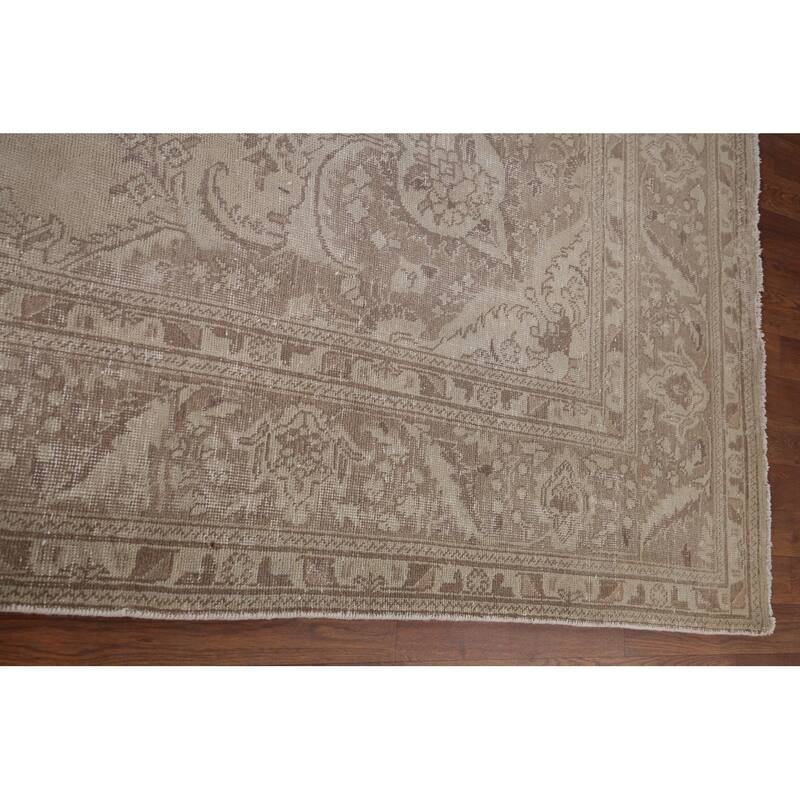 Muted Distressed Tabriz Vintage Persian Ug Hand-Knotted Wool Carpet - 8'0" x 11'3"