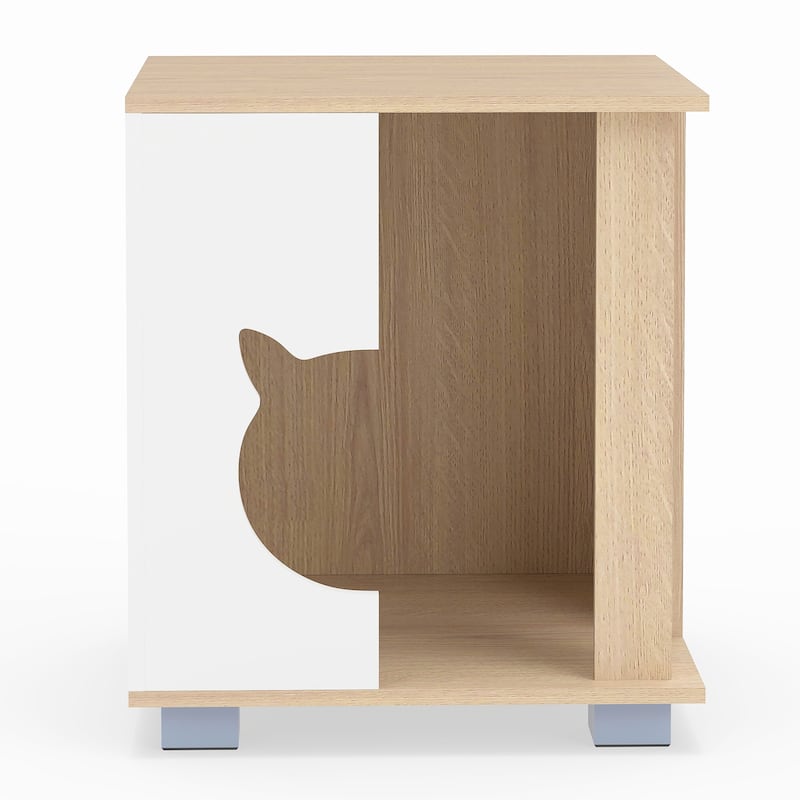 Gymax Cat Bed Side Table w/Head-shaped Entry & Metal Legs Modern End