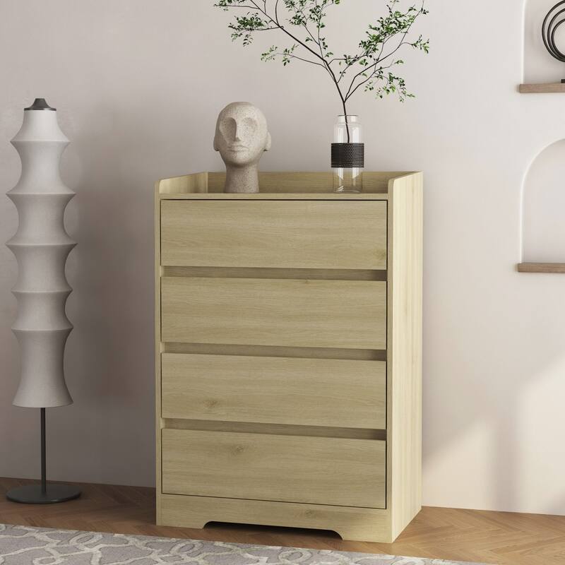 25.59" Modern Wooden 4 Drawer Dresser with No Handles and Waterproof