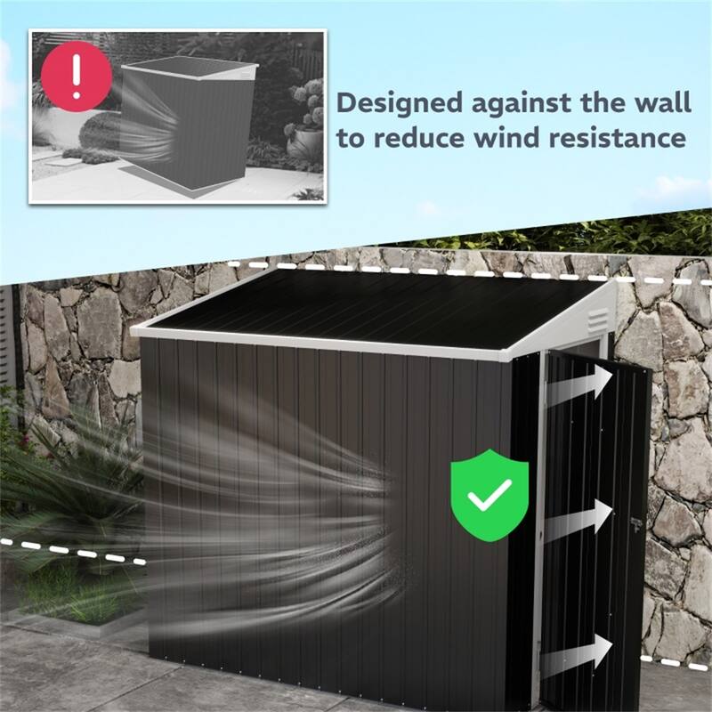 Metal Garden Shed Outdoor Storage Lockable Door Galvanized Steel - 51.25" W x 75.5" D x 64.5"