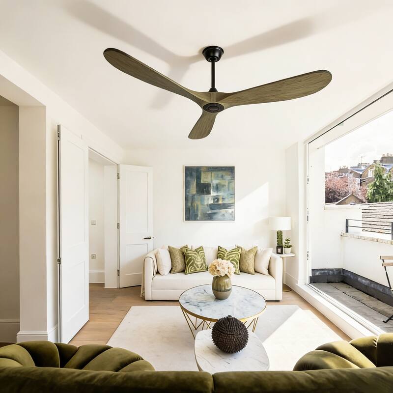 72"Large Size Solid Wood Ceiling Fan without Lights with Remote Control and Wall Switch, for Patio,Indoor,Living Room,Bedroom