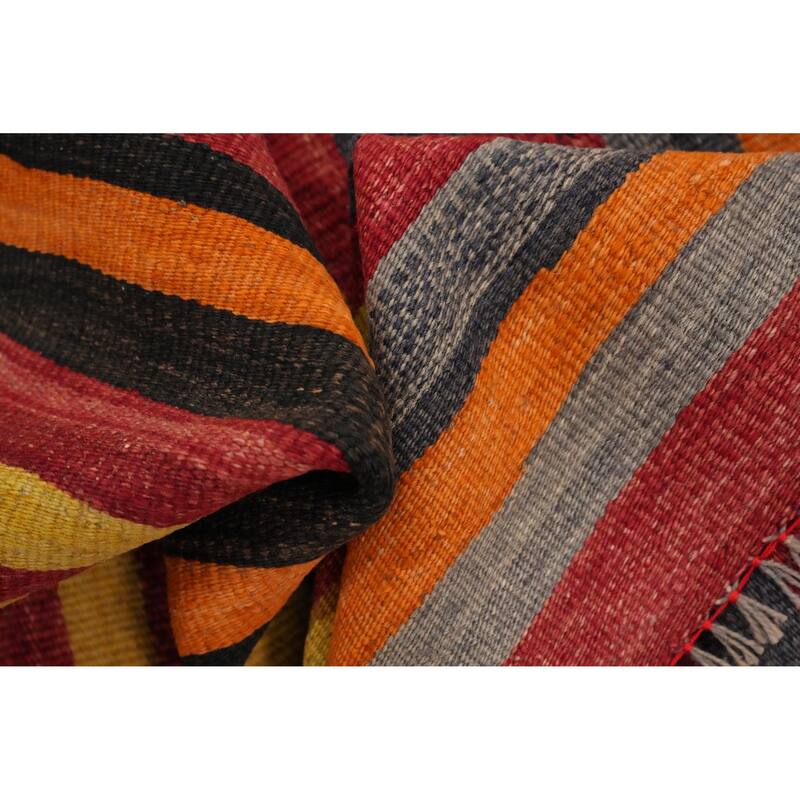 Hand Woven Oriental 100% Wool Carpet Southwestern Geometric Multi-Colored Kilim Runner Rug - 8' 6'' X 4' 5''