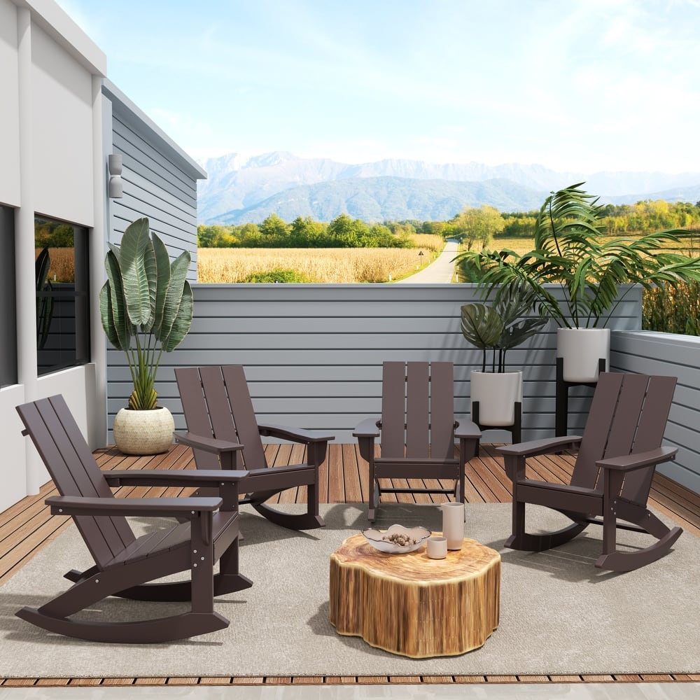 Shoreside Modern Eco-Friendly All Weather Poly Adirondack Rocking Chairs (Set of 4)
