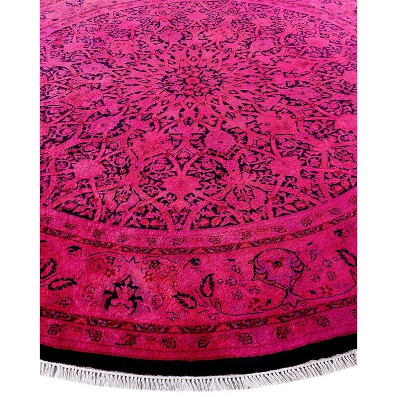 Contemporary Overdyed Wool Hand Knotted Round Area Rug - 7' 1" x 7' 1"
