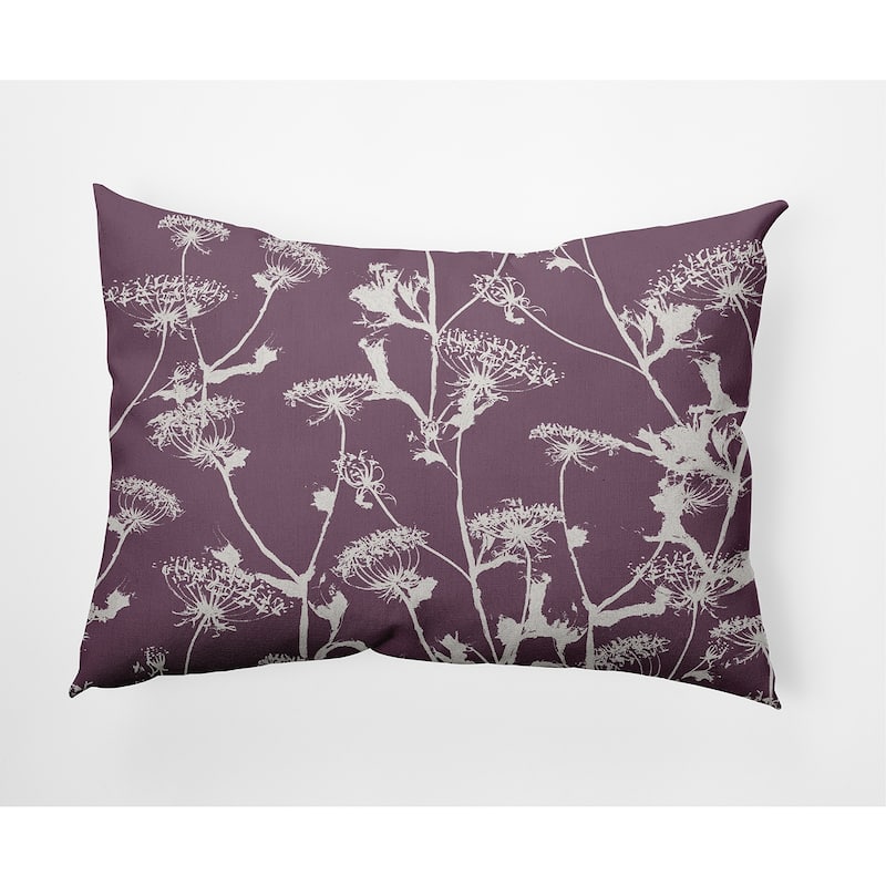 Windy Blossom Faux Linen Pillow - 14" x 20" - Purple