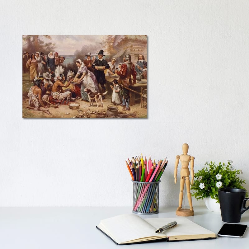 iCanvas "The first Thanksgiving, c.1930 " by Jean Leon Gerome Ferris Canvas Print - 8x12x0.75