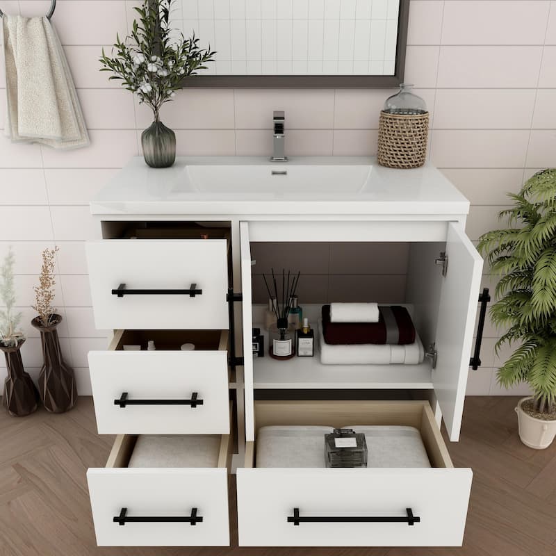 Victoria 36'' L Drawer Freestanding Vanity with Acrylic Sink - 35.5